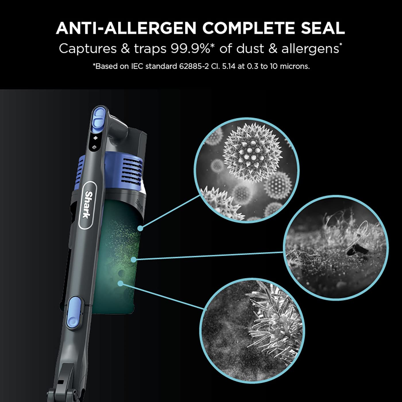 Shark Cordless Stick Vacuum Cleaner with Anti Hair Wrap, Up to 40 mins run-time, Flexible Vacuum Cleaner with LED Lights, Crevice Tool and Upholstery Tool, Electric Blue IZ202UK