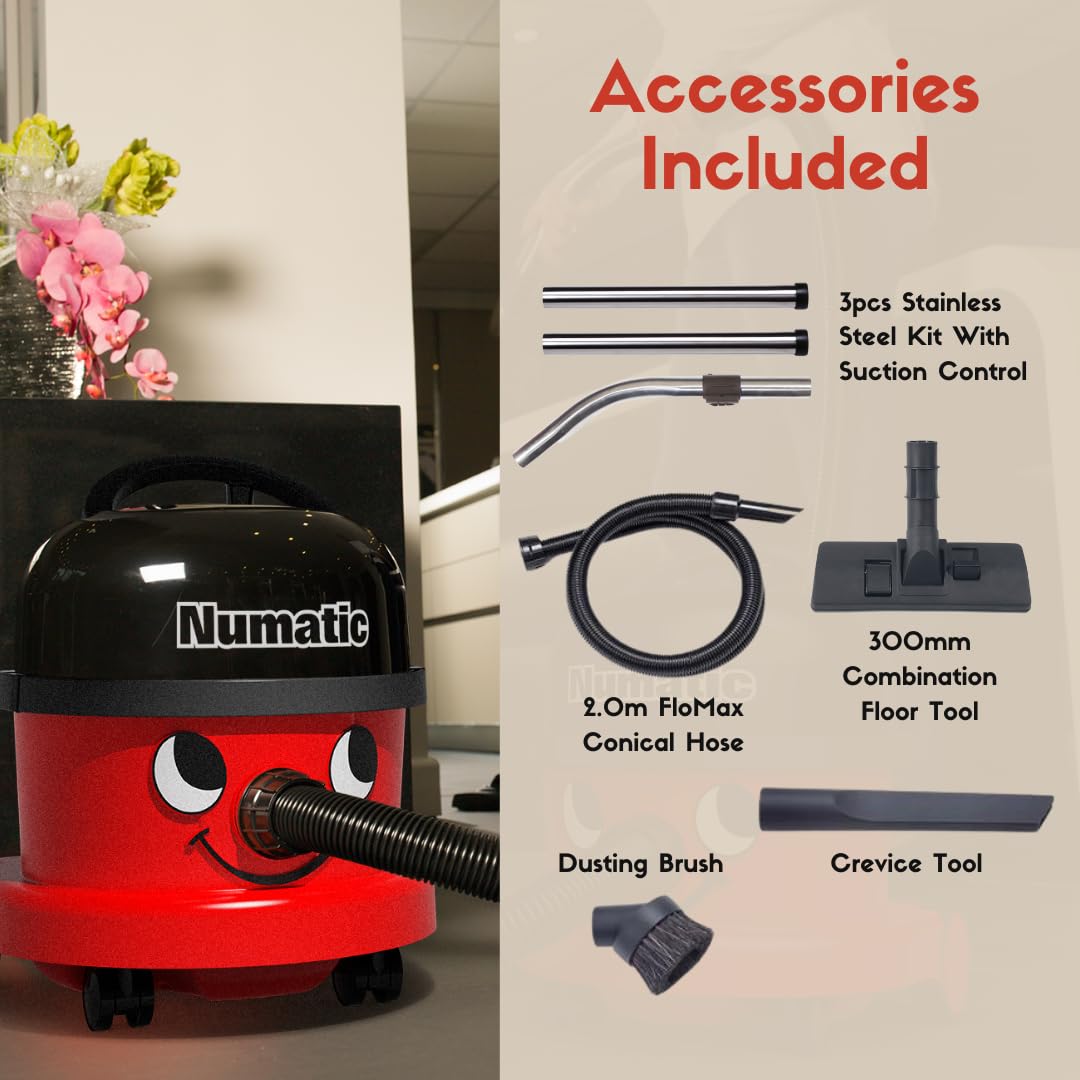 Numatic NRV240-11 Henry Vacuum Cleaner 620W 9L Commercial Dry Red - 3 Years Warranty - 2025 Model -