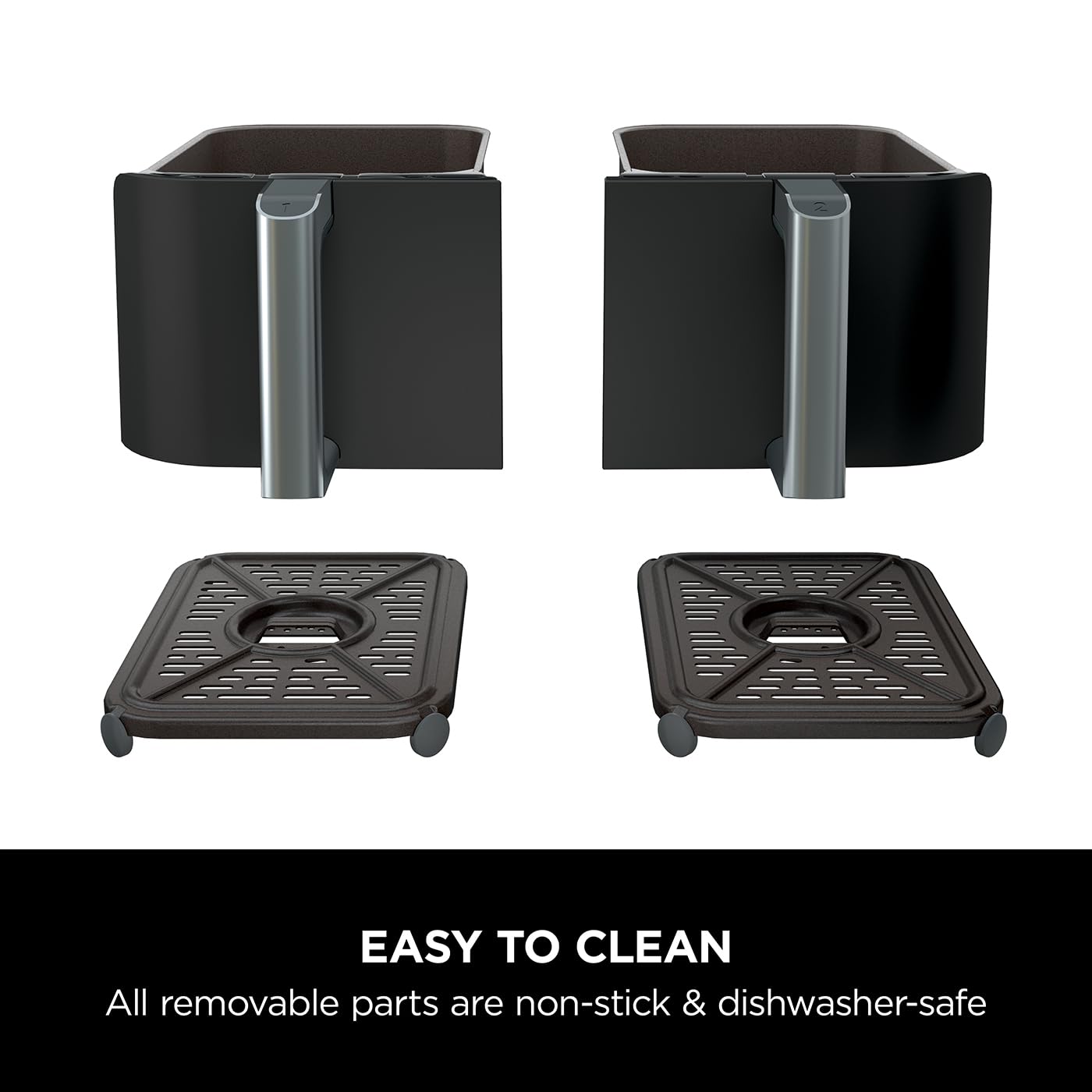Ninja Foodi Dual Zone Digital Air Fryer, 2 Drawers, 7.6L, 6-in-1, Uses No Oil, Air Fry, Max Crisp, Roast, Bake, Reheat, Dehydrate, Cooks 4-6 Portions, Non-Stick, Dishwasher Safe Baskets, Black AF300UK