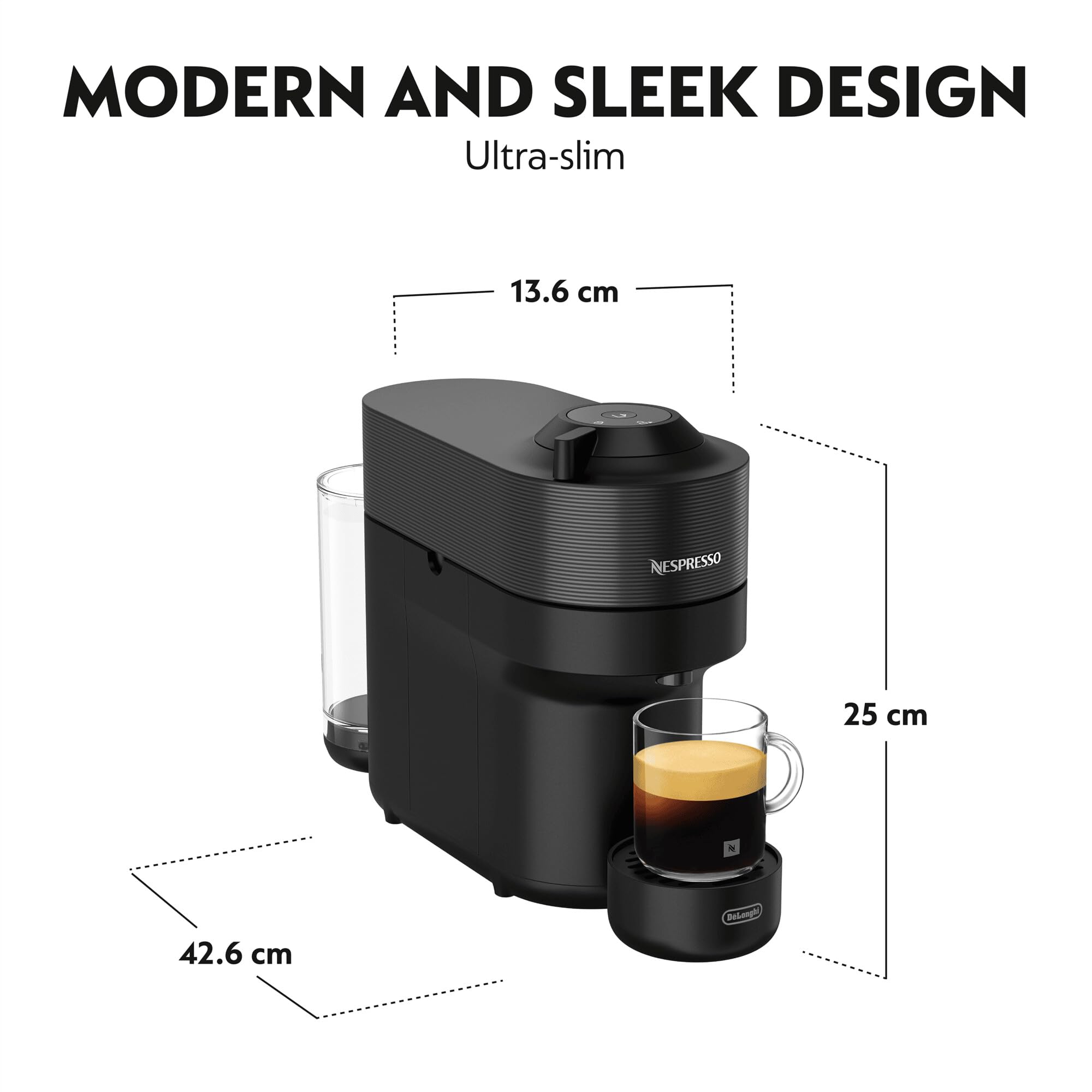 Nespresso ENV90.B Vertuo Pop Automatic Pod coffee machine for Americano, Decaf, Espresso by Magimix in Liquorice Black
