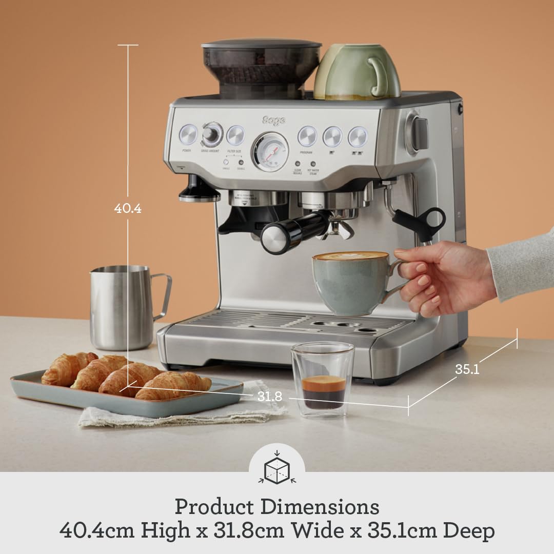 Sage - The Barista Express - Bean to Cup Coffee Machine with Grinder and Milk Frother, Brushed Stainless Steel
