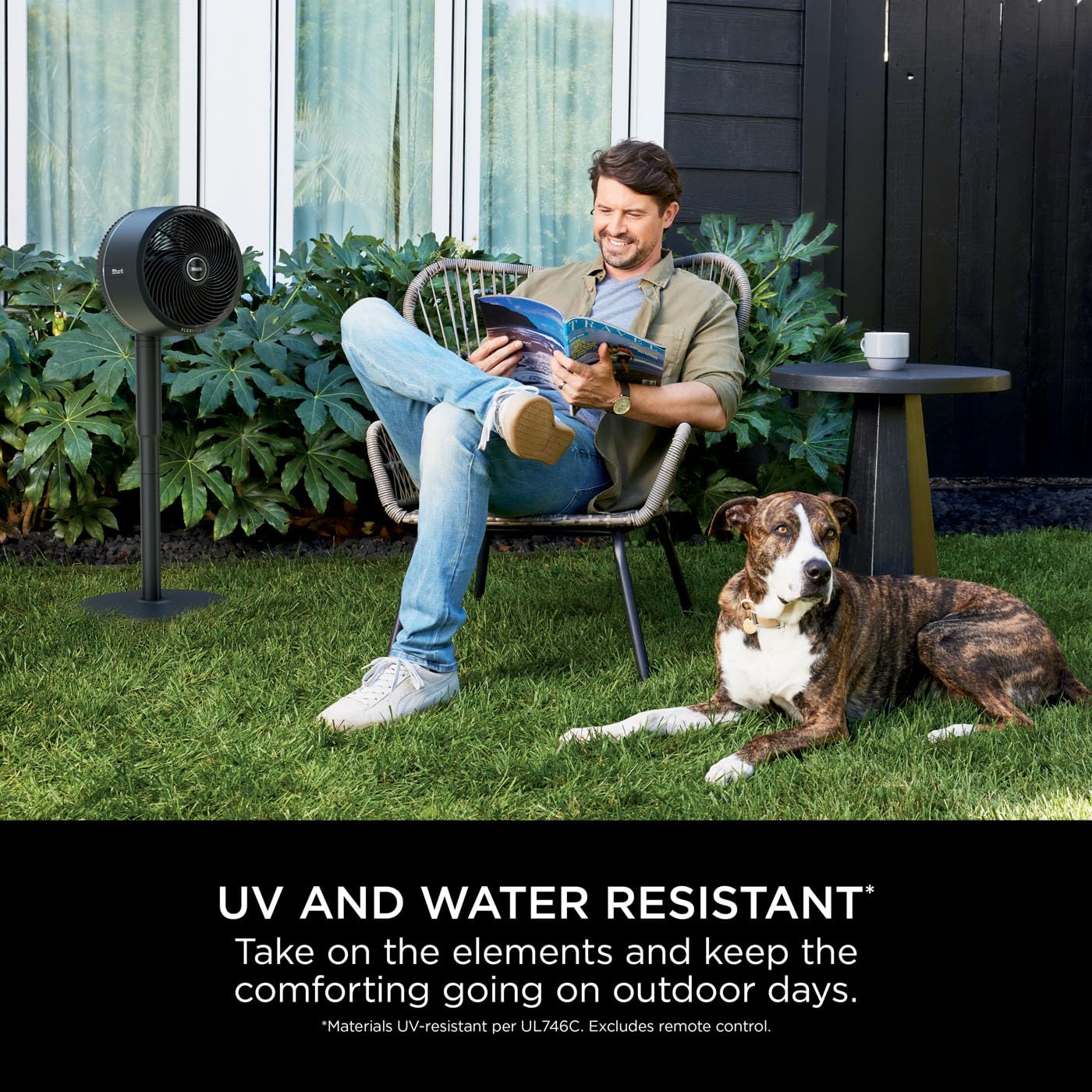 Shark FlexBreeze High-Velocity 12 in 1 Fan, Hybrid Corded & Cordless Portable Cooling Fan, Indoor & Outdoor, with Remote Control, Adjustable Tilt, UV & Water-Resistant, Powerful & Quiet, Black FA220UK