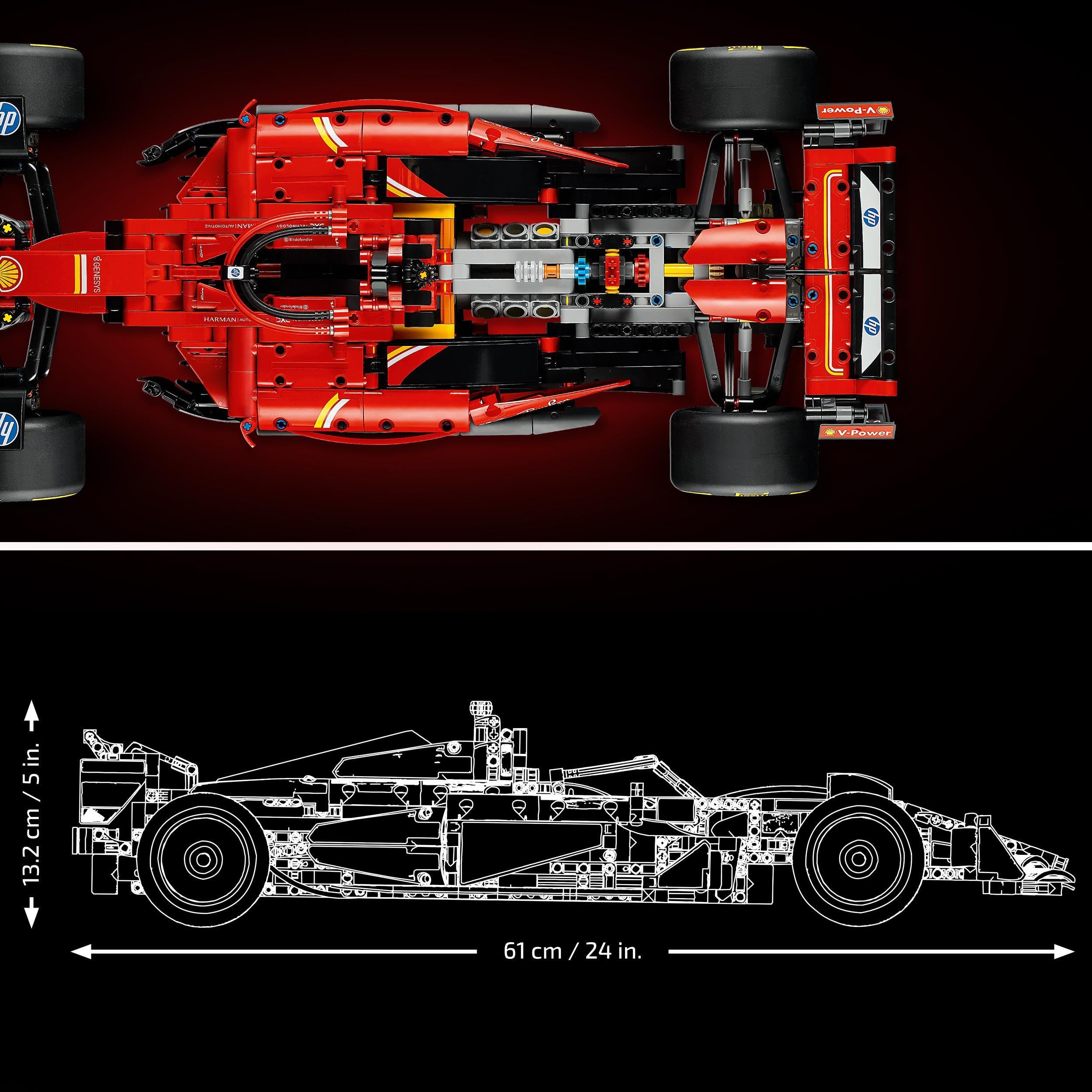 LEGO Technic Ferrari SF-24 F1 Car Model - Collectible Gift for Father's Day - Formula One Building Set with 1:8 Scale V6 Engine, Gear Box, Steering & DRS - 42207
