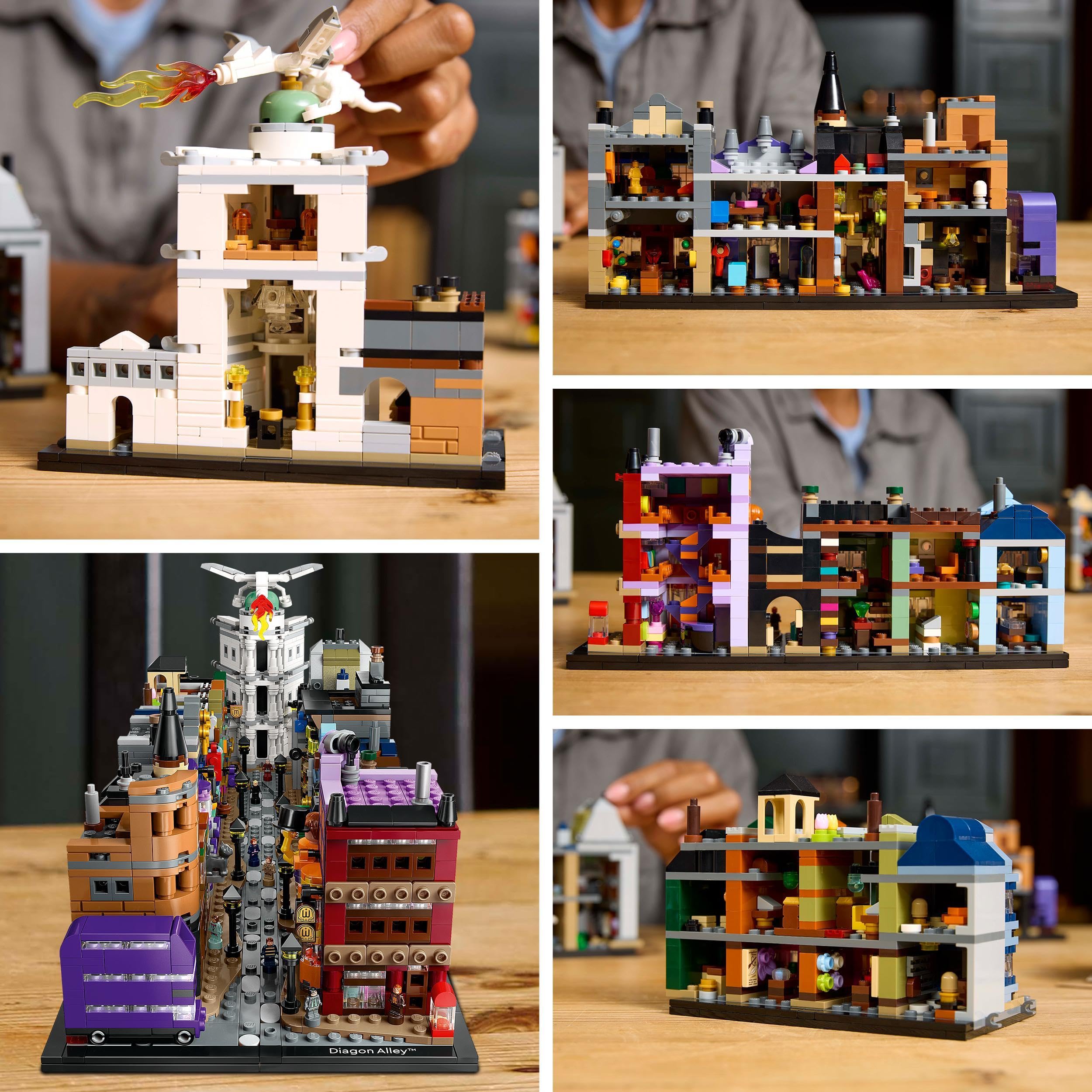 LEGO Harry Potter Diagon Alley Wizarding Shops Building Set for Adults - Collectible Gift for Father's Day - Display Model incl. Microscale Stores & 12 Microfigures 76444