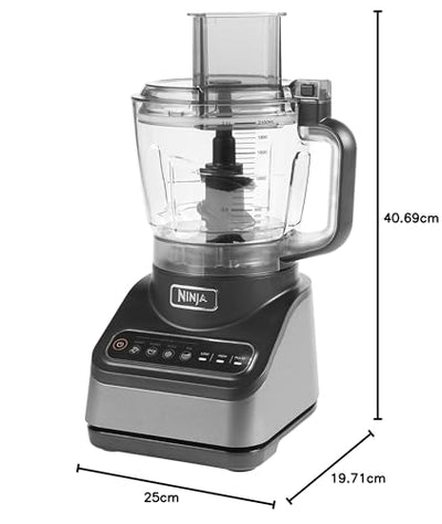 Ninja Food Processor with 4 Automatic Programs; Chop, Puree, Slice, Mix, and 3 Manual Speeds, 2.1L Bowl, Chopping, Slicing & Dough Blades, 850W, Dishwasher Safe Parts, Black BN650UK