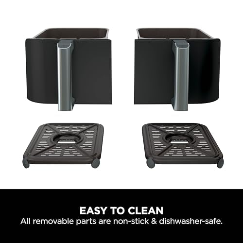Ninja Foodi Dual Zone Digital Air Fryer, 2 Drawers, 7.6L, 4-in-1, Uses No Oil, Air Fry, Max Crisp, Roast, Reheat, Non-Stick, Dishwasher Safe Baskets and Crisper Plates, Black AF200UK