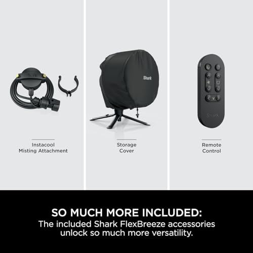 Shark FlexBreeze High-Velocity 12 in 1 Fan, Hybrid Corded & Cordless Portable Cooling Fan, Indoor & Outdoor, with Remote Control, Adjustable Tilt, UV & Water-Resistant, Powerful & Quiet, Black FA220UK