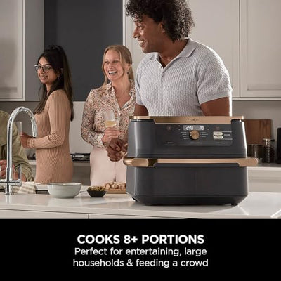 Ninja Foodi FlexDrawer Air Fryer, Dual Zone with Removable Divider, Large 10.4L Drawer, 7-in-1, Air-Fryer, Air Fry, Roast, Bake, Crisp, Non-Stick Dishwasher Safe Parts, Black and Copper, AF500UKCP