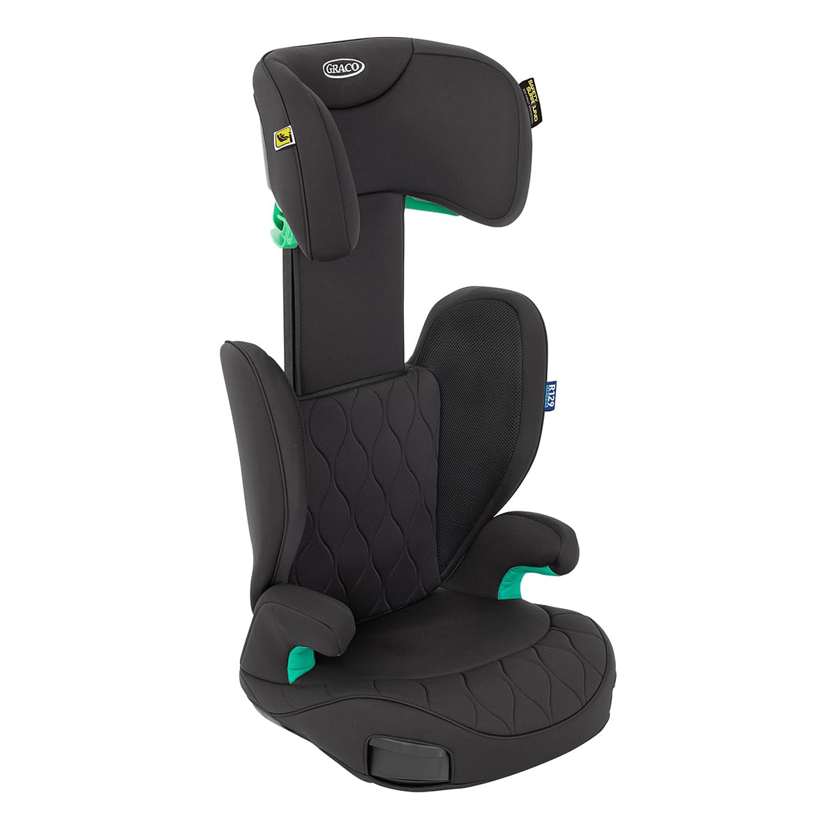 Graco Affix i-Size R129 with ISOFIX Highback Booster car seat with cupholders, Suitable from 100-150cm (approx. 3.5 to 12 years), Midnight fashion