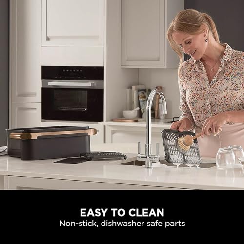 Ninja Foodi FlexDrawer Air Fryer, Dual Zone with Removable Divider, Large 10.4L Drawer, 7-in-1, Air-Fryer, Air Fry, Roast, Bake, Crisp, Non-Stick Dishwasher Safe Parts, Black and Copper, AF500UKCP