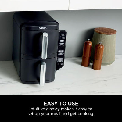 Ninja Double Stack Air Fryer, Vertical Dual Drawer Air Fryer with 4 cooking levels, 2 Drawers and 2 Racks, Space Saving Design, 7.6L Capacity, 6 Cooking Functions, 6 Portions, Black SL300UK