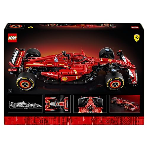 LEGO Technic Ferrari SF-24 F1 Car Model - Collectible Gift for Father's Day - Formula One Building Set with 1:8 Scale V6 Engine, Gear Box, Steering & DRS - 42207