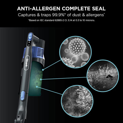 Shark Cordless Stick Vacuum Cleaner with Anti Hair Wrap, Up to 40 mins run-time, Flexible Vacuum Cleaner with LED Lights, Crevice Tool and Upholstery Tool, Electric Blue IZ202UK
