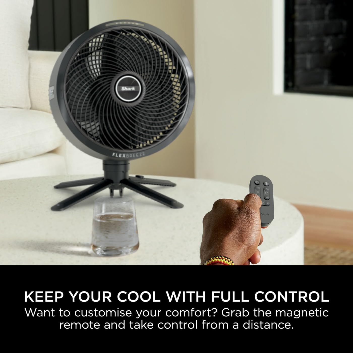 Shark FlexBreeze High-Velocity 12 in 1 Fan, Hybrid Corded & Cordless Portable Cooling Fan, Indoor & Outdoor, with Remote Control, Adjustable Tilt, UV & Water-Resistant, Powerful & Quiet, Black FA220UK
