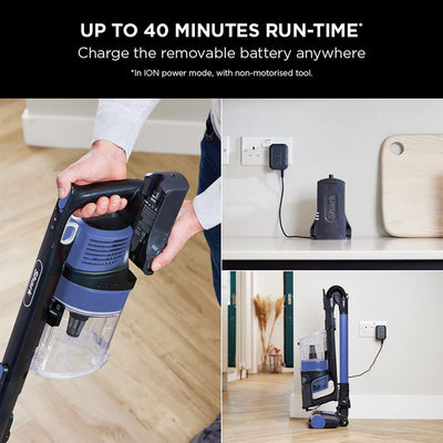 Shark Cordless Stick Vacuum Cleaner with Anti Hair Wrap, Up to 40 mins run-time, Flexible Vacuum Cleaner with LED Lights, Crevice Tool and Upholstery Tool, Electric Blue IZ202UK