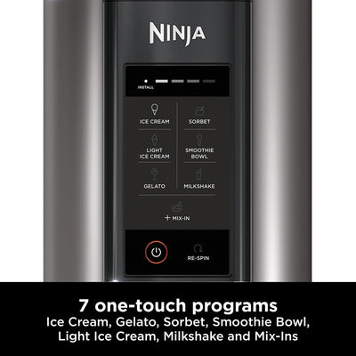 Ninja CREAMi Ice Cream Maker & Frozen Dessert Maker with 3 Tubs, 7 Programs, Makes Ice Cream, Gelato, Sorbet, Smoothie Bowl, Milkshakes and more, Black/Silver, Makes 1.4L of Ice Cream, NC300UK