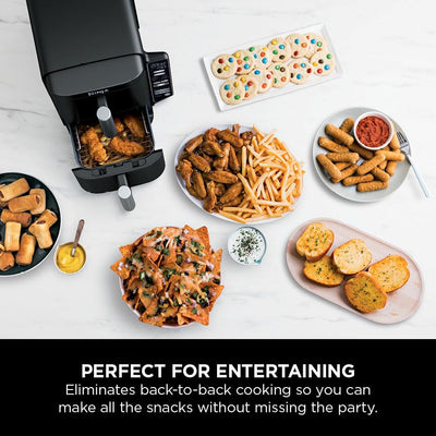 Ninja Double Stack Air Fryer, Vertical Dual Drawer Air Fryer with 4 cooking levels, 2 Drawers and 2 Racks, Space Saving Design, 7.6L Capacity, 6 Cooking Functions, 6 Portions, Black SL300UK