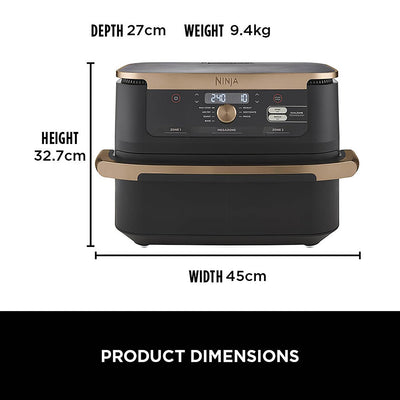 Ninja Foodi FlexDrawer Air Fryer, Dual Zone with Removable Divider, Large 10.4L Drawer, 7-in-1, Air-Fryer, Air Fry, Roast, Bake, Crisp, Non-Stick Dishwasher Safe Parts, Black and Copper, AF500UKCP
