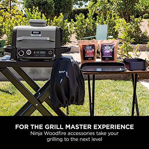 Ninja Woodfire Electric BBQ Grill & Smoker, 7-in-1 Outdoor Grill & Air Fryer, Roast, Bake, Dehydrate, Uses Woodfire Pellets, Weather Resistant, Non-Stick, Portable, Electric, Grey/Black, OG701UK