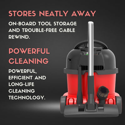 Numatic NRV240-11 Henry Vacuum Cleaner 620W 9L Commercial Dry Red - 3 Years Warranty - 2025 Model -