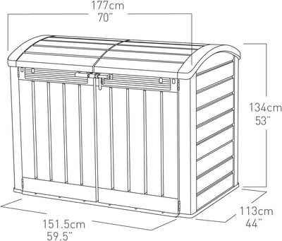 Keter Store It Out Ultra Outdoor Garden Storage Shed, 177 x 113 x 134 cm - Beige and Brown