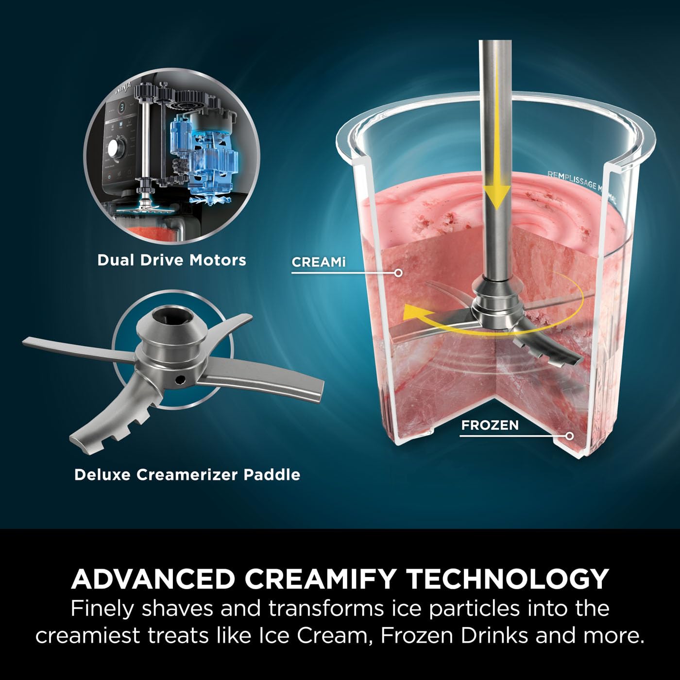 Ninja CREAMi Deluxe Ice Cream Maker & Frozen Dessert Maker with 3 Tubs, 10 Functions, Makes Ice Cream, Gelato, Sorbet, Frozen Yoghurt, Milkshakes, Slushi & More, 2-in-1 Flavour Option, Silver, NC501UK