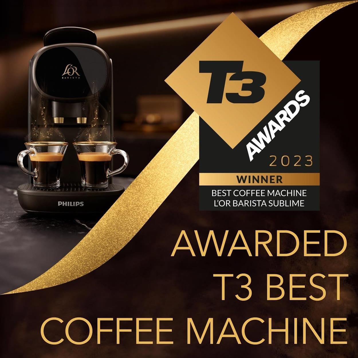 Versuni PHILIPS L'OR Barista Sublime Capsule Coffee Machine, Double Shot, 1 or 2 Cups, Full Coffee Menu, Black (LM9012/60)