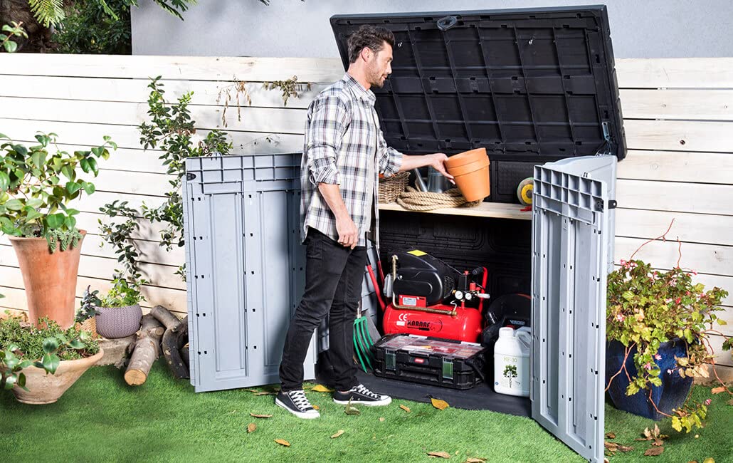 Keter Store It Out Max garden box, garbage can, appliance box, shed for 2 x 240 liter garbage cans.