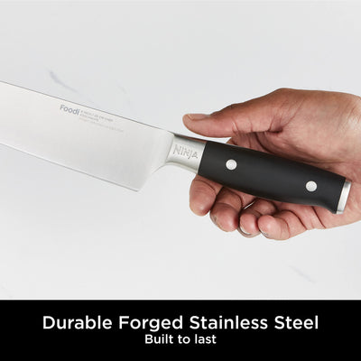 Ninja Foodi StaySharp Knife Block with Integrated Sharpener, 5-Piece Knife Set includes Chef, Bread, Slicing, Utility, Paring Knives, Stainless Steel K32005UK, Black