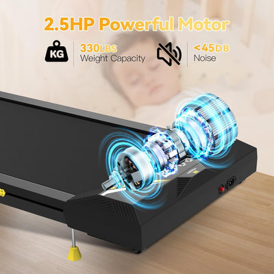 Walking Pad with Incline, 2.5HP Under Desk Treadmills for Home and Office, Portable Treadmill with LED Display, APP Remote Control