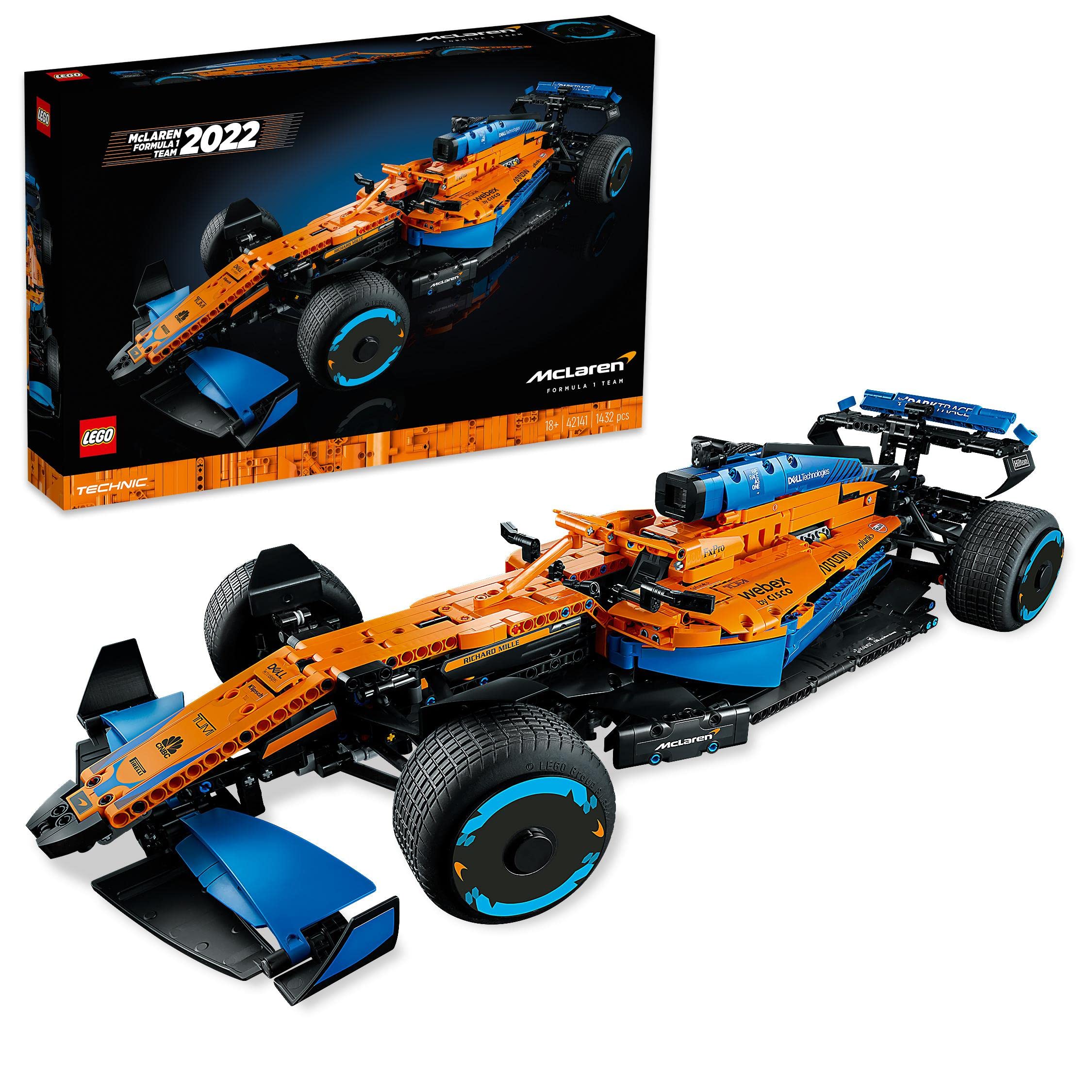 LEGO 42141 Technic McLaren Formula 1 2022 Replica Race Car Model Building Kit, F1 Motor Sport Set Gift Idea For Adults, Men, Women, Him, Her, Husband, Collectible Home Decor