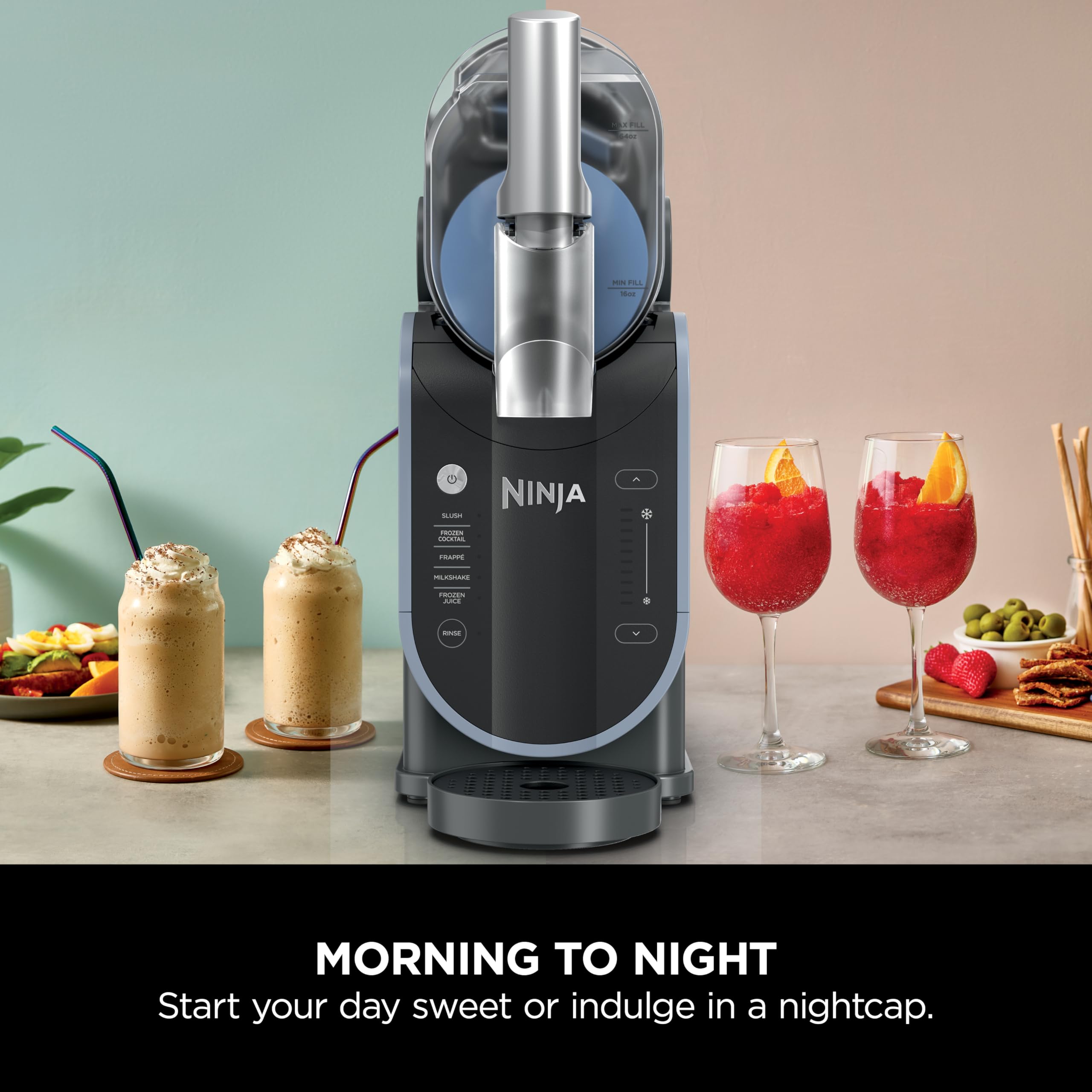 Ninja SLUSHi Frozen Drinks Maker, Create Slush, Frozen Cocktails, Frappe, Milkshakes & Frozen Juice, No Ice or Preperation Needed, WhisperChill Technology, 1.9l Capacity, Blue & Grey FS301UK