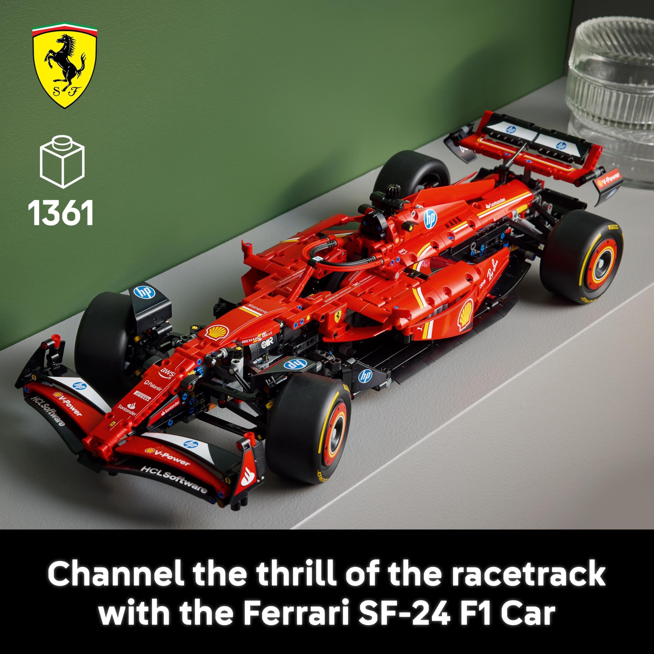 LEGO Technic Ferrari SF-24 F1 Car Model - Collectible Gift for Father's Day - Formula One Building Set with 1:8 Scale V6 Engine, Gear Box, Steering & DRS - 42207