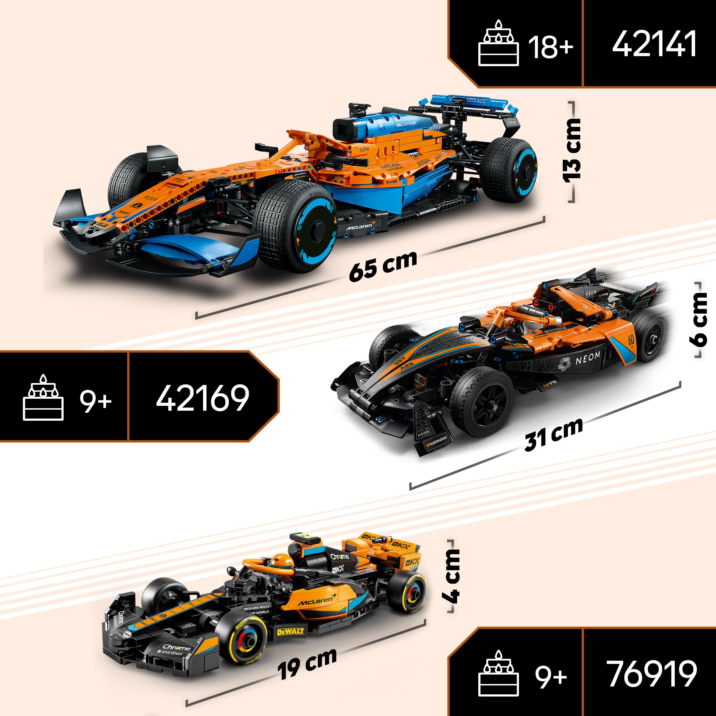 LEGO 42141 Technic McLaren Formula 1 2022 Replica Race Car Model Building Kit, F1 Motor Sport Set Gift Idea For Adults, Men, Women, Him, Her, Husband, Collectible Home Decor