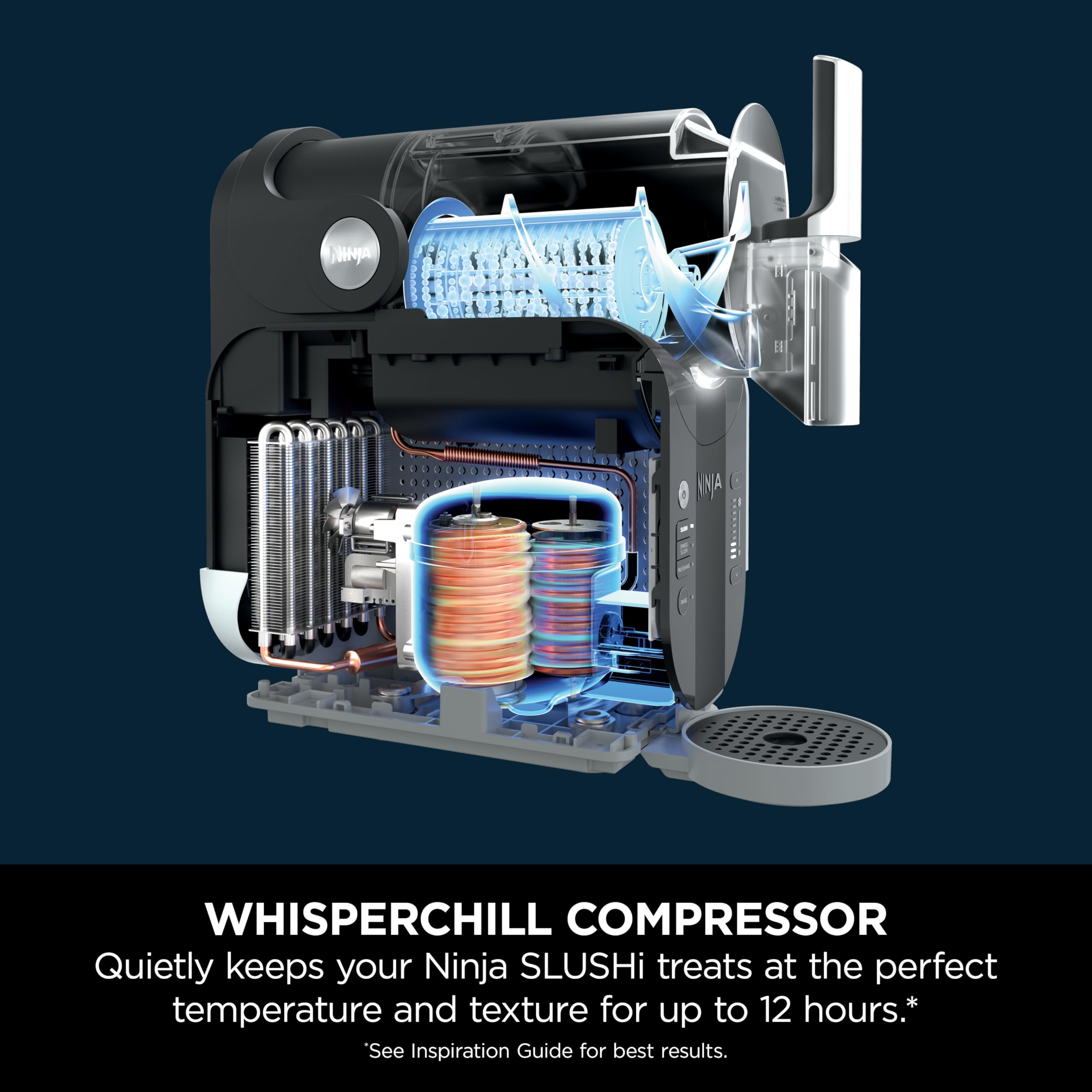Ninja SLUSHi Frozen Drinks Maker, Create Slush, Frozen Cocktails, Frappe, Milkshakes & Frozen Juice, No Ice or Preperation Needed, WhisperChill Technology, 1.9l Capacity, Blue & Grey FS301UK