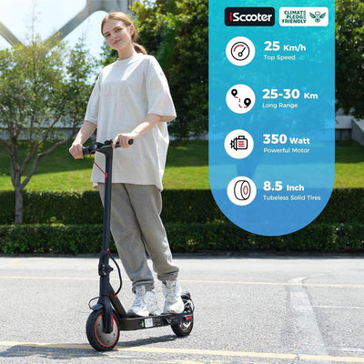 iScooter Electric Scooter, i9 Electric Scooters Adult, 8.5”Solid Tires, 30km Range, 3 Speed Mode, Foldable Electric Scooters with APP, Double Braking System for Adults and Teens