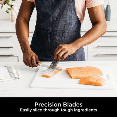 Ninja Foodi StaySharp Knife Block with Integrated Sharpener, 5-Piece Knife Set includes Chef, Bread, Slicing, Utility, Paring Knives, Stainless Steel K32005UK, Black