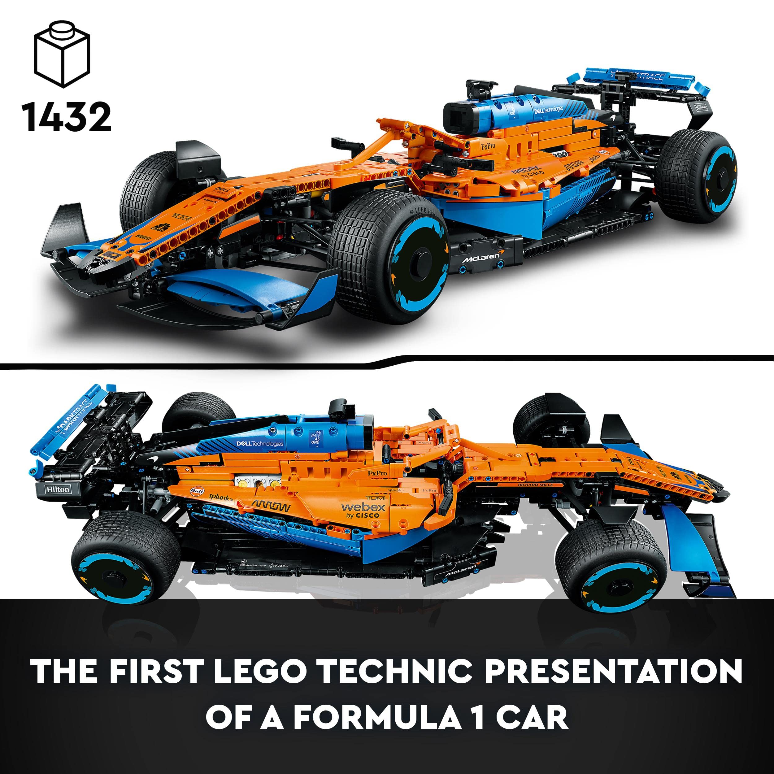 LEGO 42141 Technic McLaren Formula 1 2022 Replica Race Car Model Building Kit, F1 Motor Sport Set Gift Idea For Adults, Men, Women, Him, Her, Husband, Collectible Home Decor
